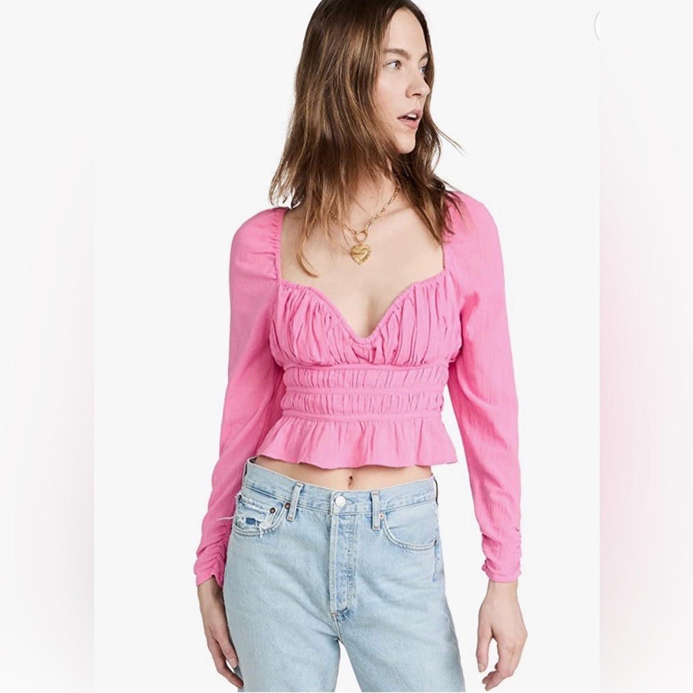 Free People Chloe Pink Crop Top NWT